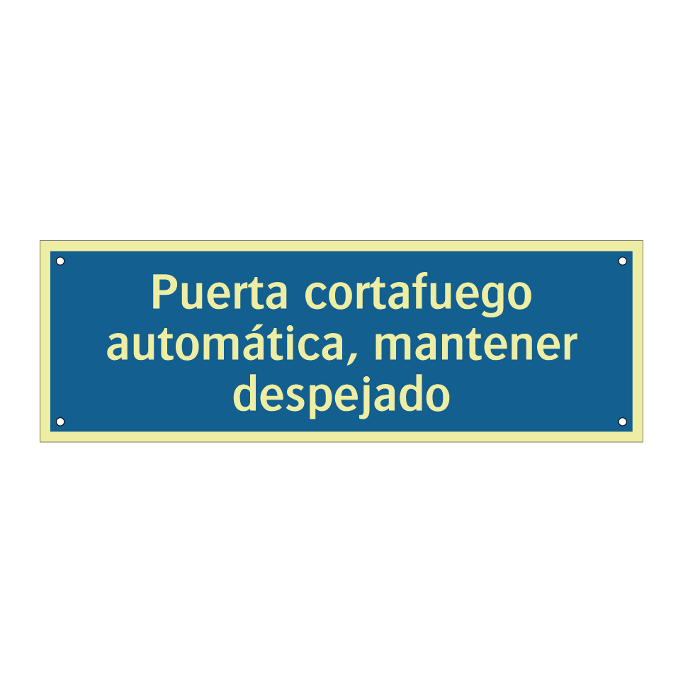 Puerta cortafuego automática, mantener despejado