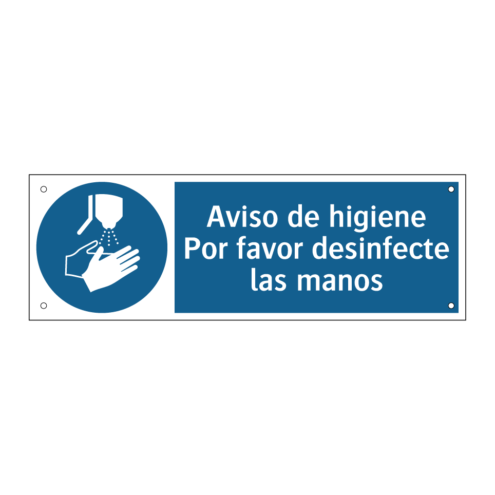 Aviso de higiene Por favor desinfecte las manos