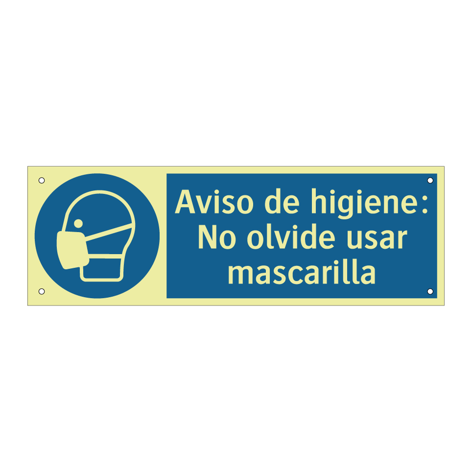 Aviso de higiene: No olvide usar mascarilla