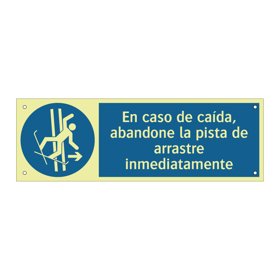 En caso de caída, abandone la pista de arrastre inmediatamente