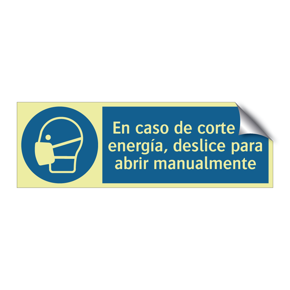 En caso de corte de energía, deslice para abrir manualmente