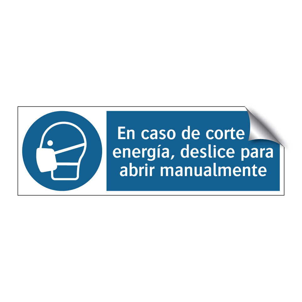 En caso de corte de energía, deslice para abrir manualmente