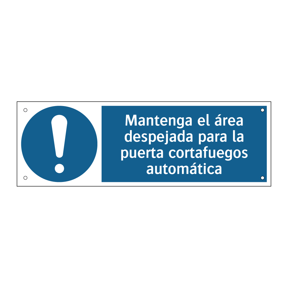 Mantenga el área despejada para la puerta cortafuegos automática