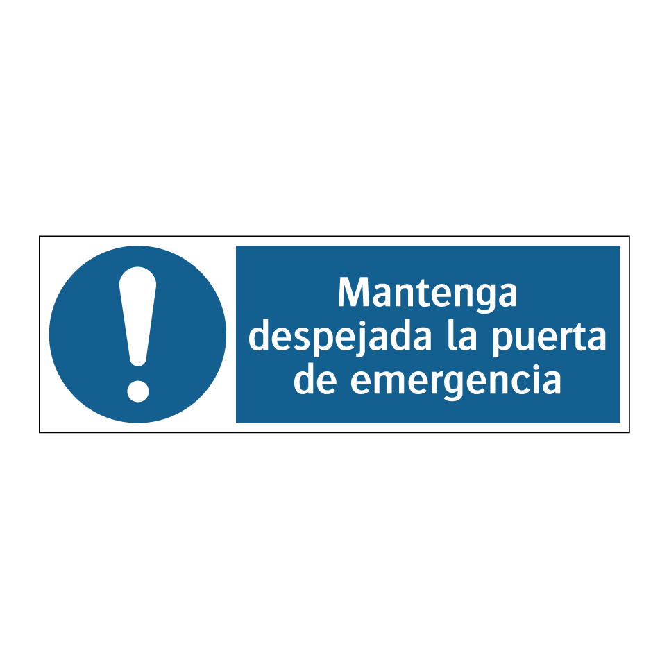 Mantenga despejada la puerta de emergencia