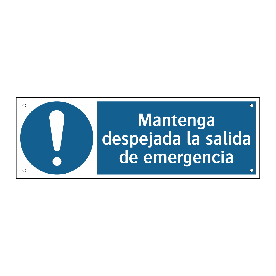 Mantenga despejada la salida de emergencia