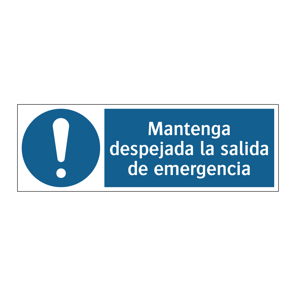 Mantenga despejada la salida de emergencia