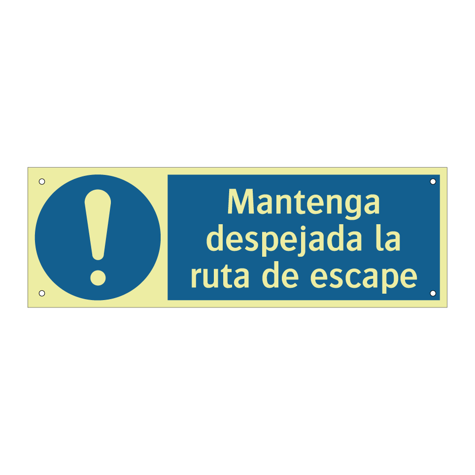 Mantenga despejada la ruta de escape