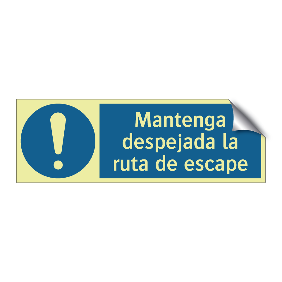 Mantenga despejada la ruta de escape