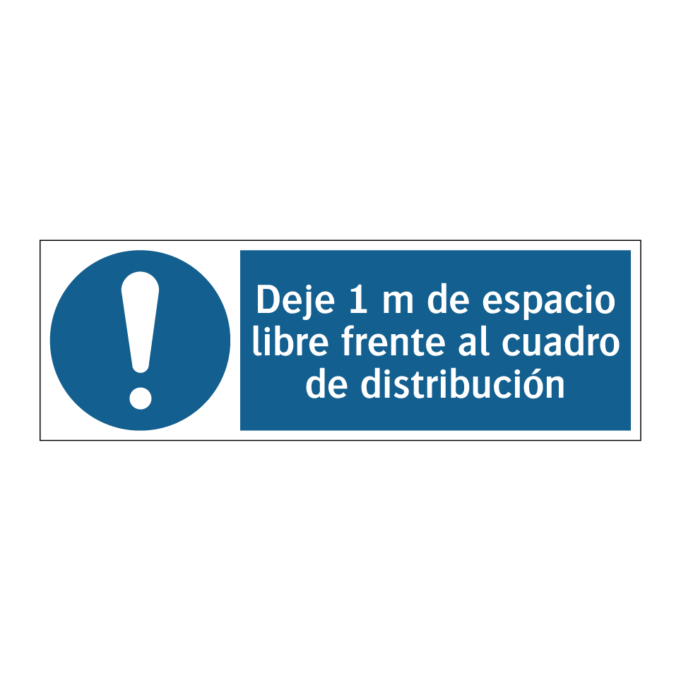 Deje 1 m de espacio libre frente al cuadro de distribución