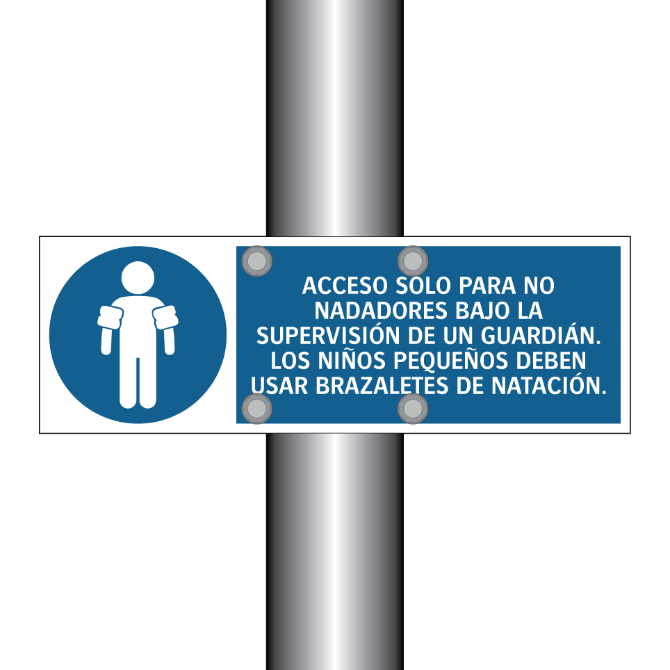 ACCESO SOLO PARA NO NADADORES BAJO LA SUPERVISIÓN DE UN GUARDIÁN. LOS NIÑOS PEQUEÑOS DEBEN USAR BRAZALETES DE NATACIÓN.
