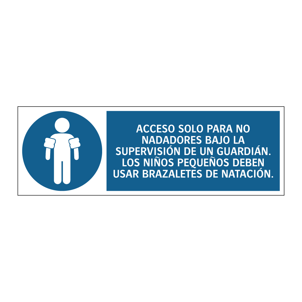 ACCESO SOLO PARA NO NADADORES BAJO LA SUPERVISIÓN DE UN GUARDIÁN. LOS NIÑOS PEQUEÑOS DEBEN USAR BRAZALETES DE NATACIÓN.