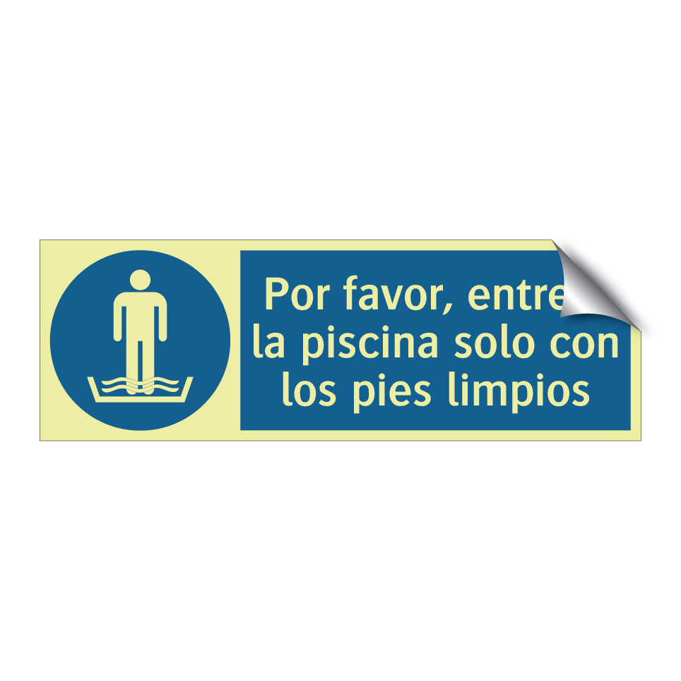 Por favor, entre a la piscina solo con los pies limpios
