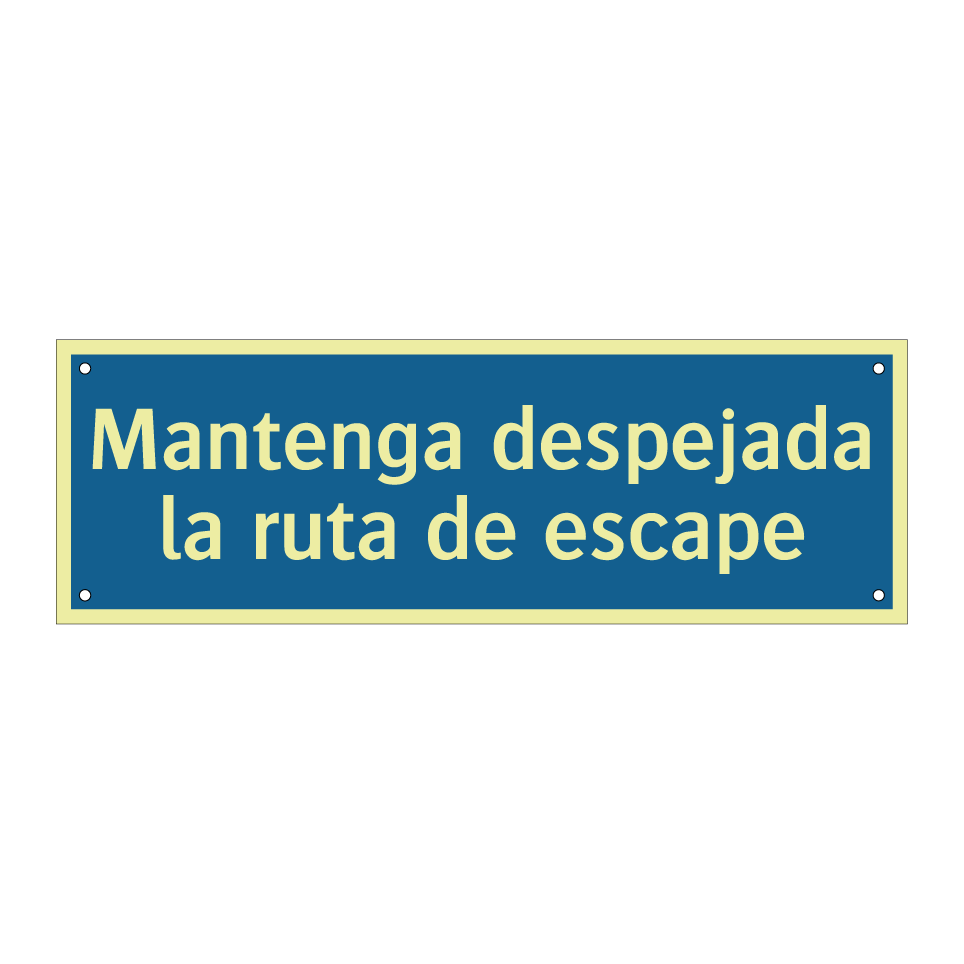 Mantenga despejada la ruta de escape