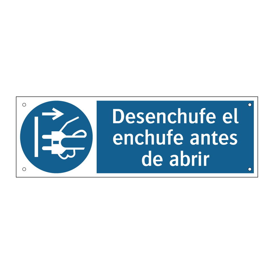 Desenchufe el enchufe antes de abrir