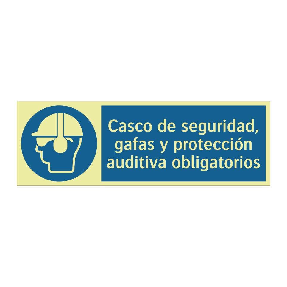 Casco de seguridad, gafas y protección auditiva obligatorios