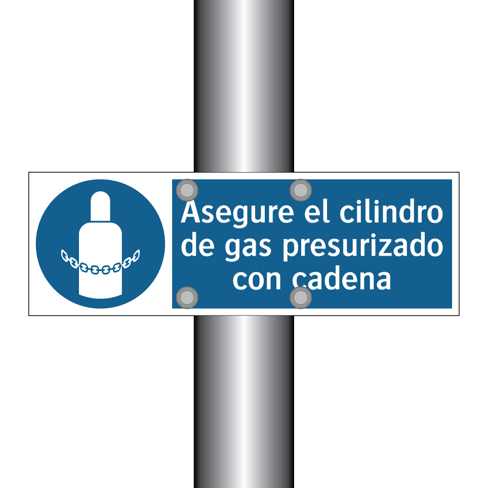 Asegure el cilindro de gas presurizado con cadena