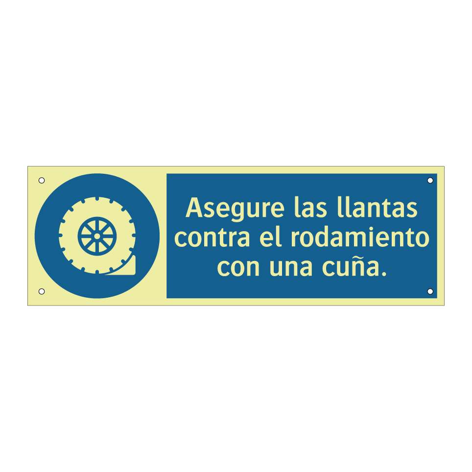 Asegure las llantas contra el rodamiento con una cuña.