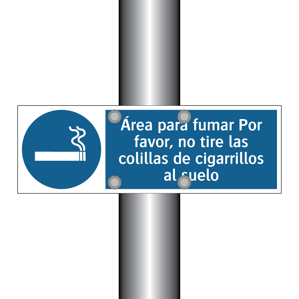 Área para fumar Por favor, no tire las colillas de cigarrillos al suelo