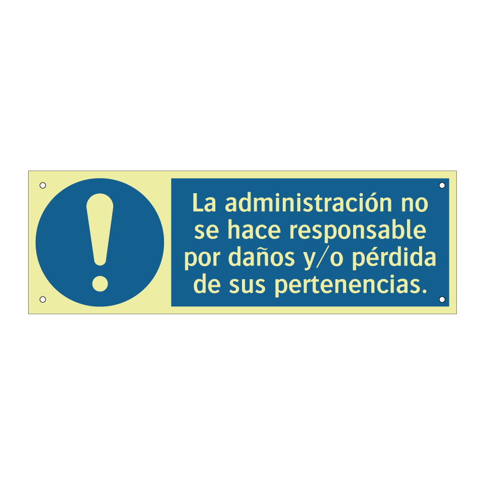 La administración no se hace responsable por daños y/o pérdida de sus pertenencias.