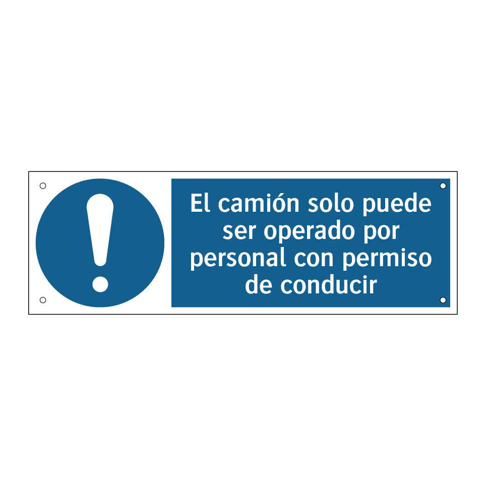 El camión solo puede ser operado por personal con permiso de conducir