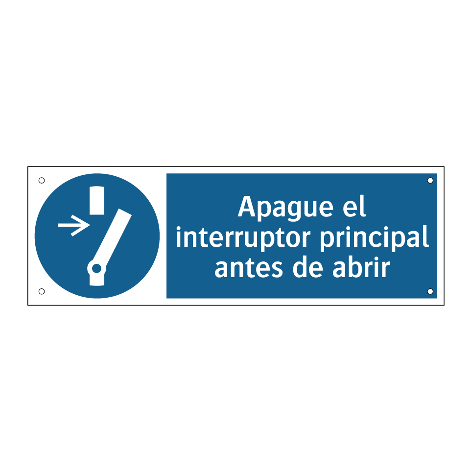 Apague el interruptor principal antes de abrir