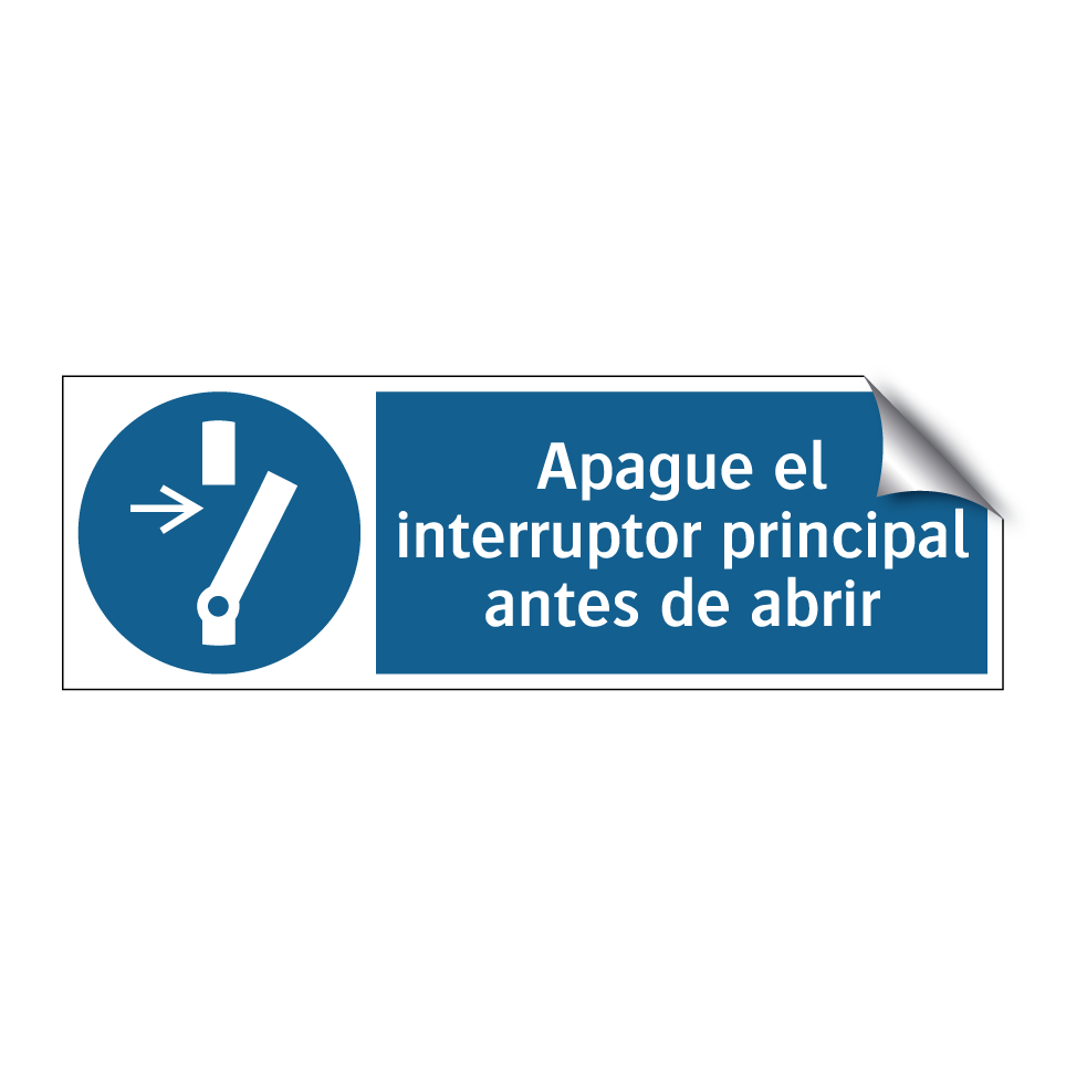 Apague el interruptor principal antes de abrir