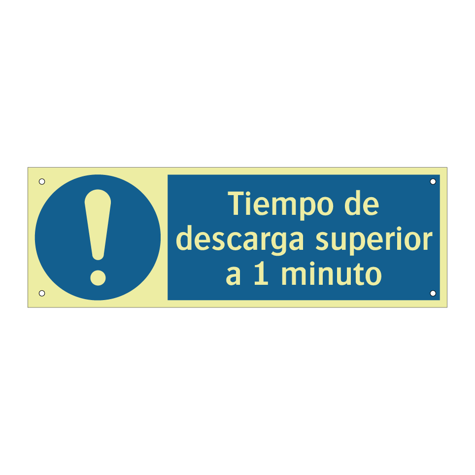 Tiempo de descarga superior a 1 minuto