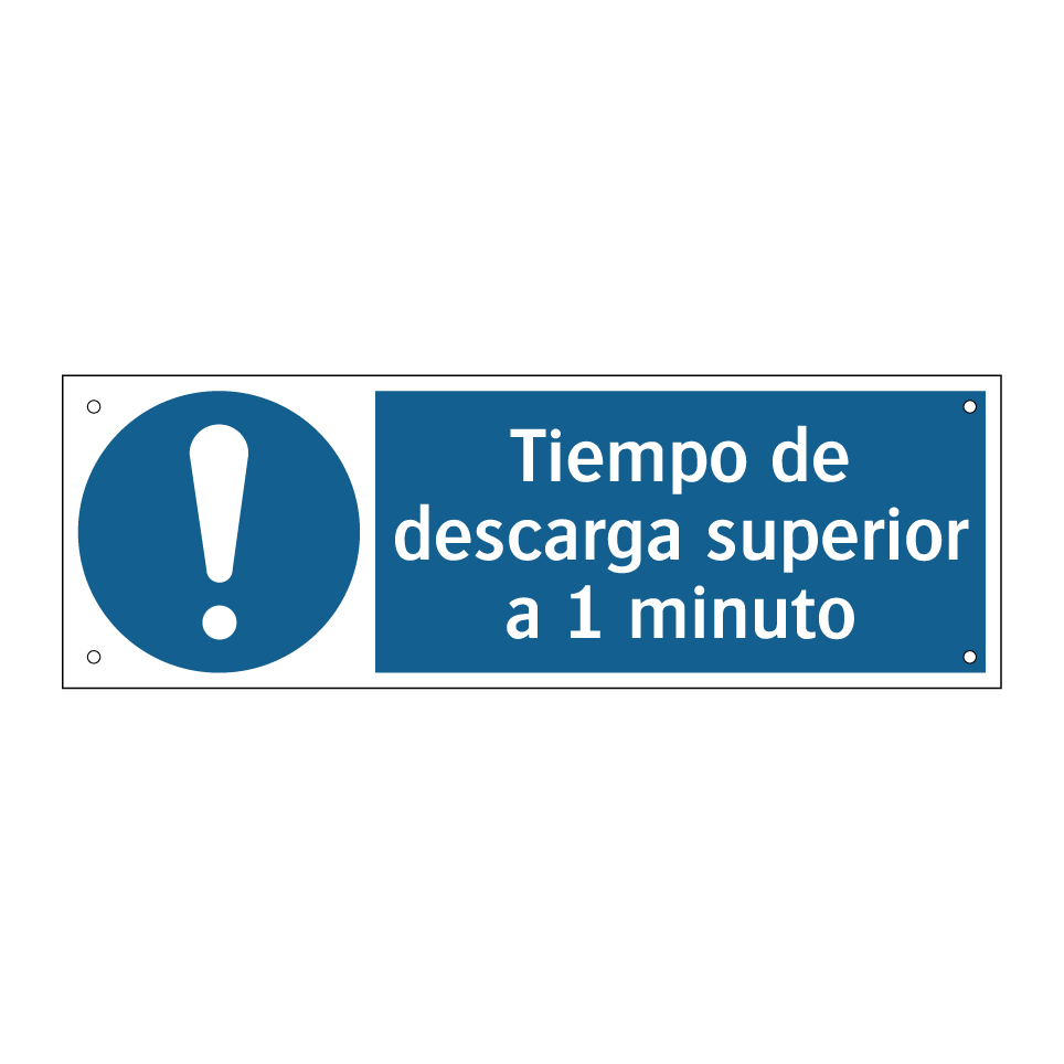 Tiempo de descarga superior a 1 minuto