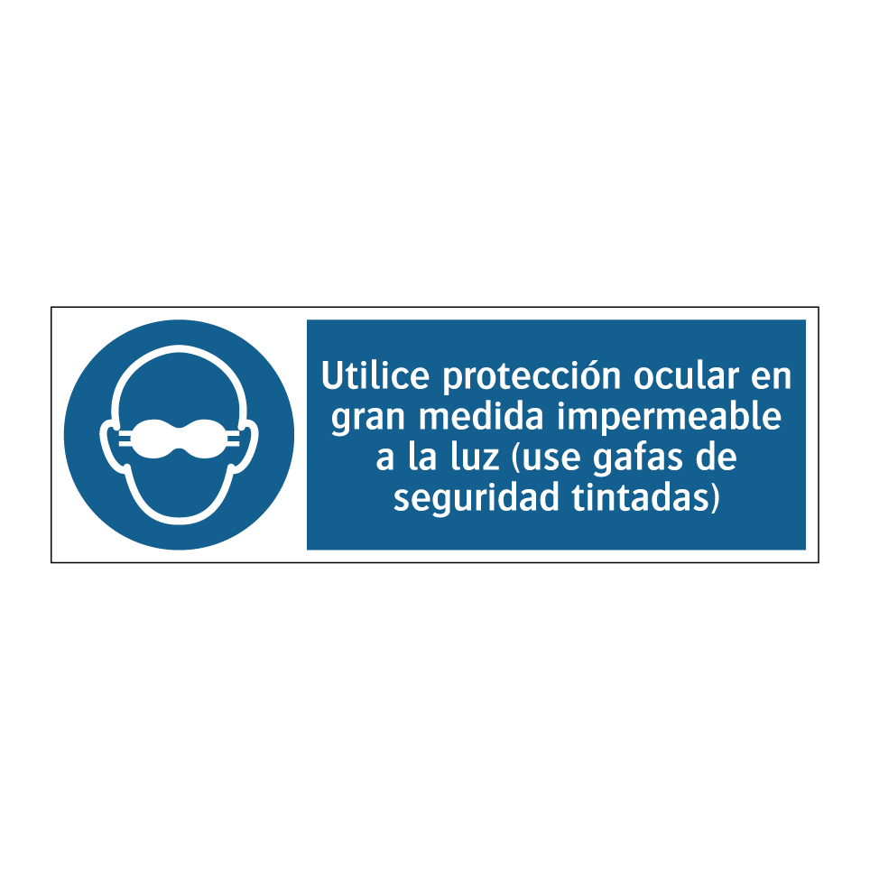Utilice protección ocular en gran medida impermeable a la luz (use gafas de seguridad tintadas)