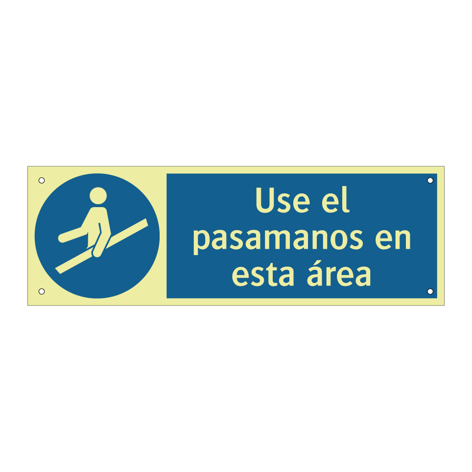 Use el pasamanos en esta área