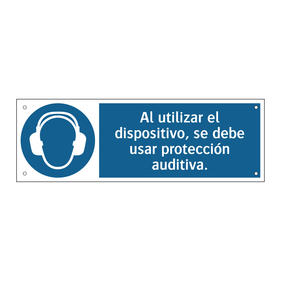 Al utilizar el dispositivo, se debe usar protección auditiva.