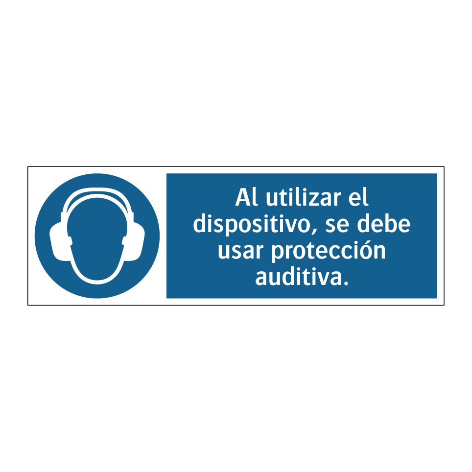 Al utilizar el dispositivo, se debe usar protección auditiva.