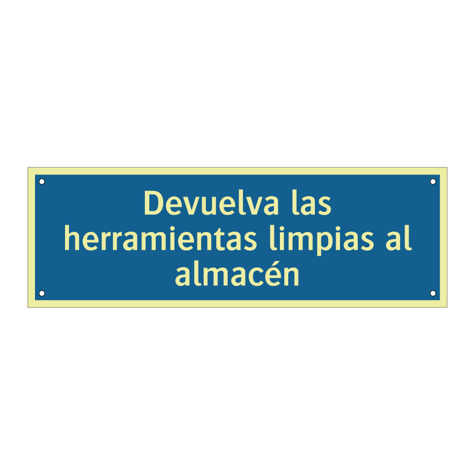 Devuelva las herramientas limpias al almacén