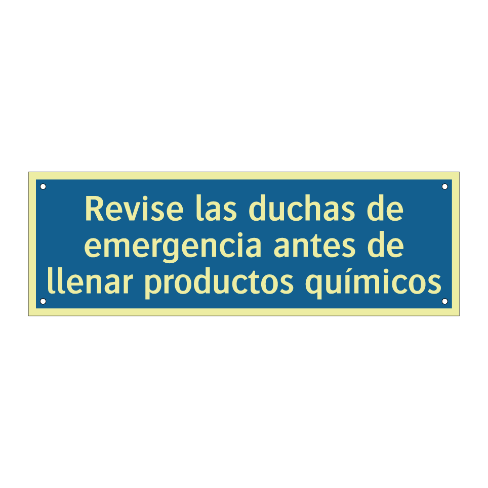 Revise las duchas de emergencia antes de llenar productos químicos