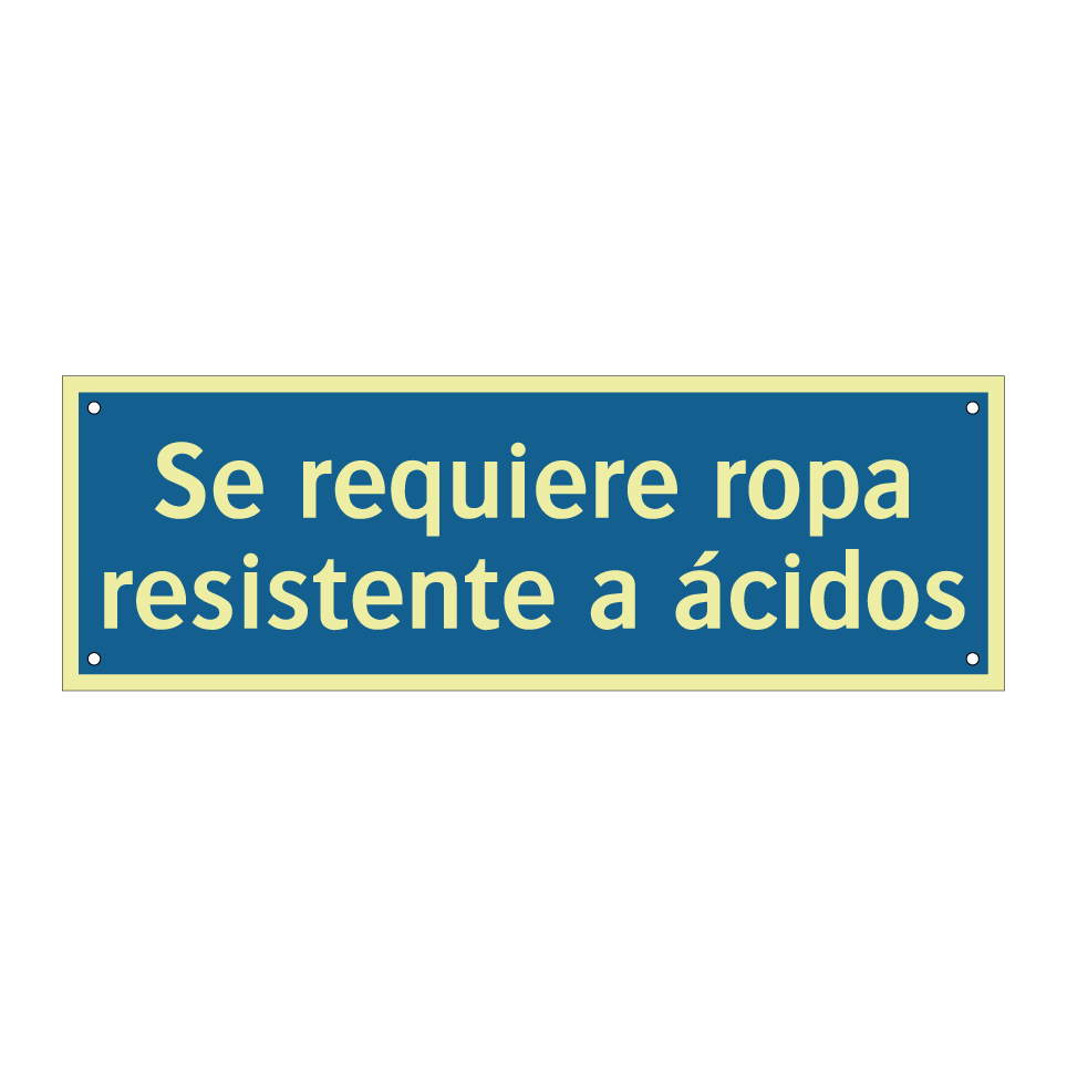 Se requiere ropa resistente a ácidos