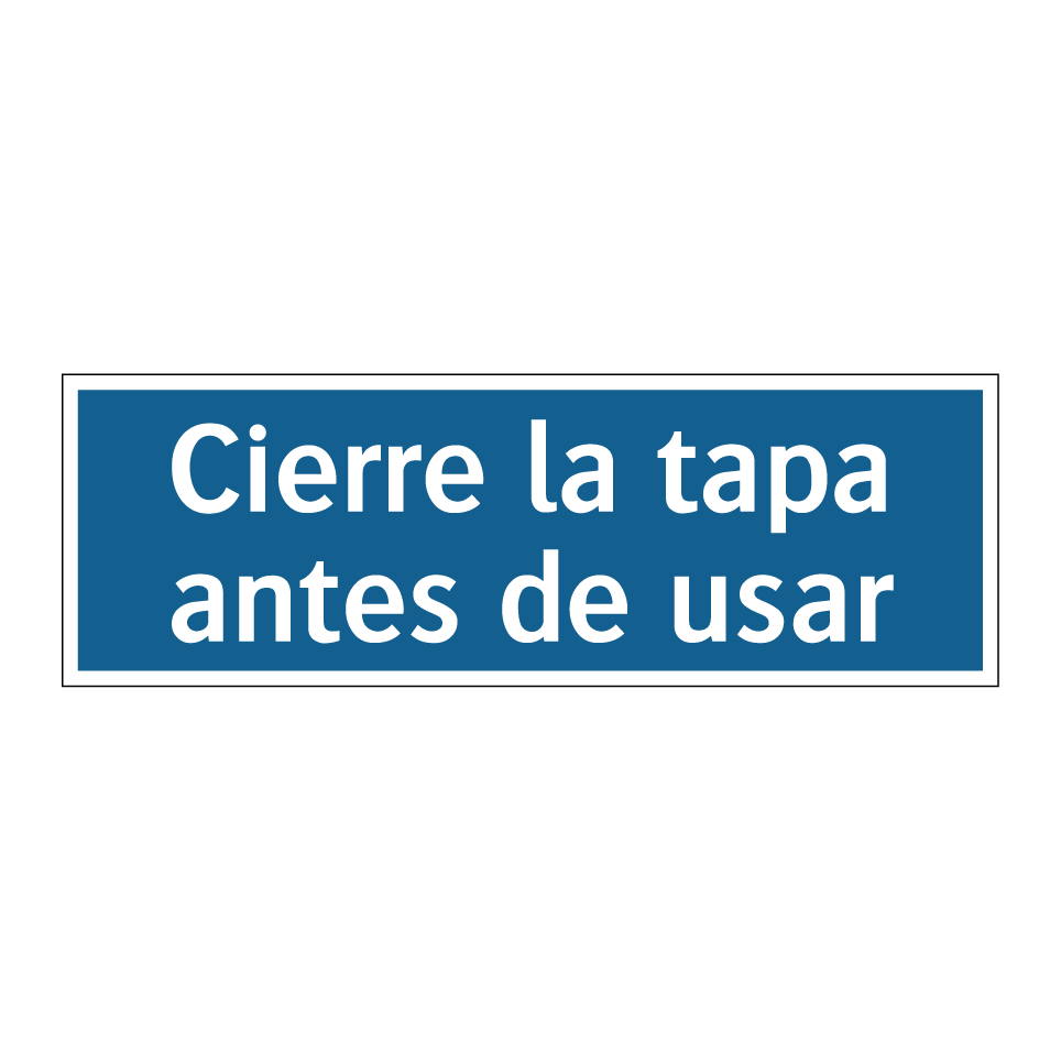 Cierre la tapa antes de usar