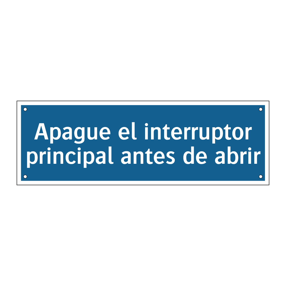 Apague el interruptor principal antes de abrir