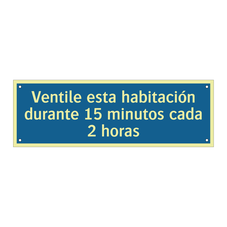 Ventile esta habitación durante 15 minutos cada 2 horas