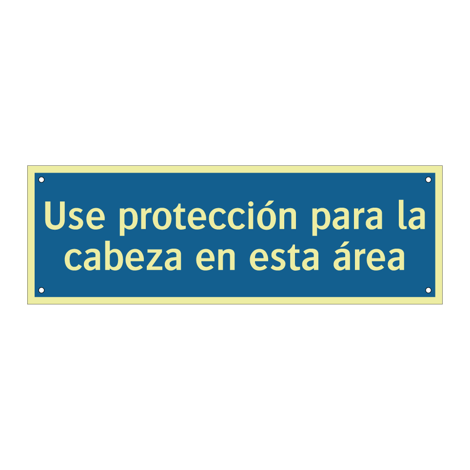 Use protección para la cabeza en esta área