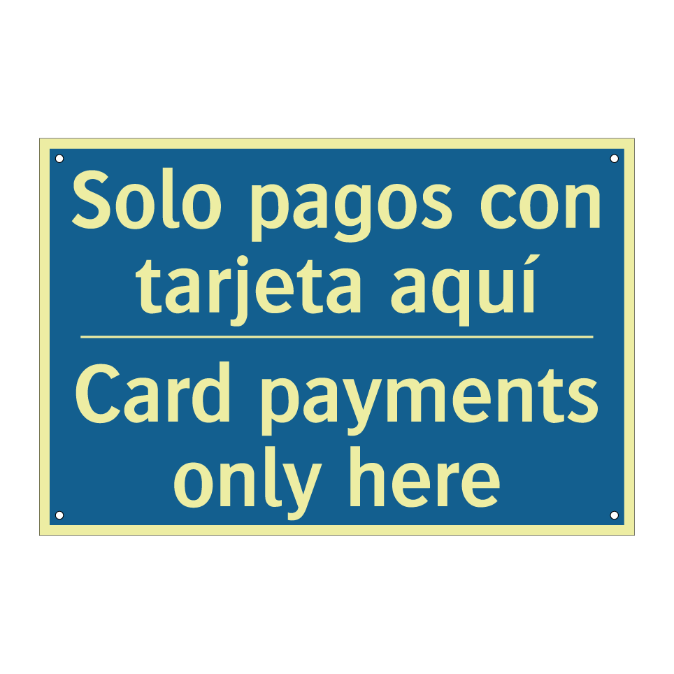 Solo pagos con tarjeta aquí - Card payments only here
