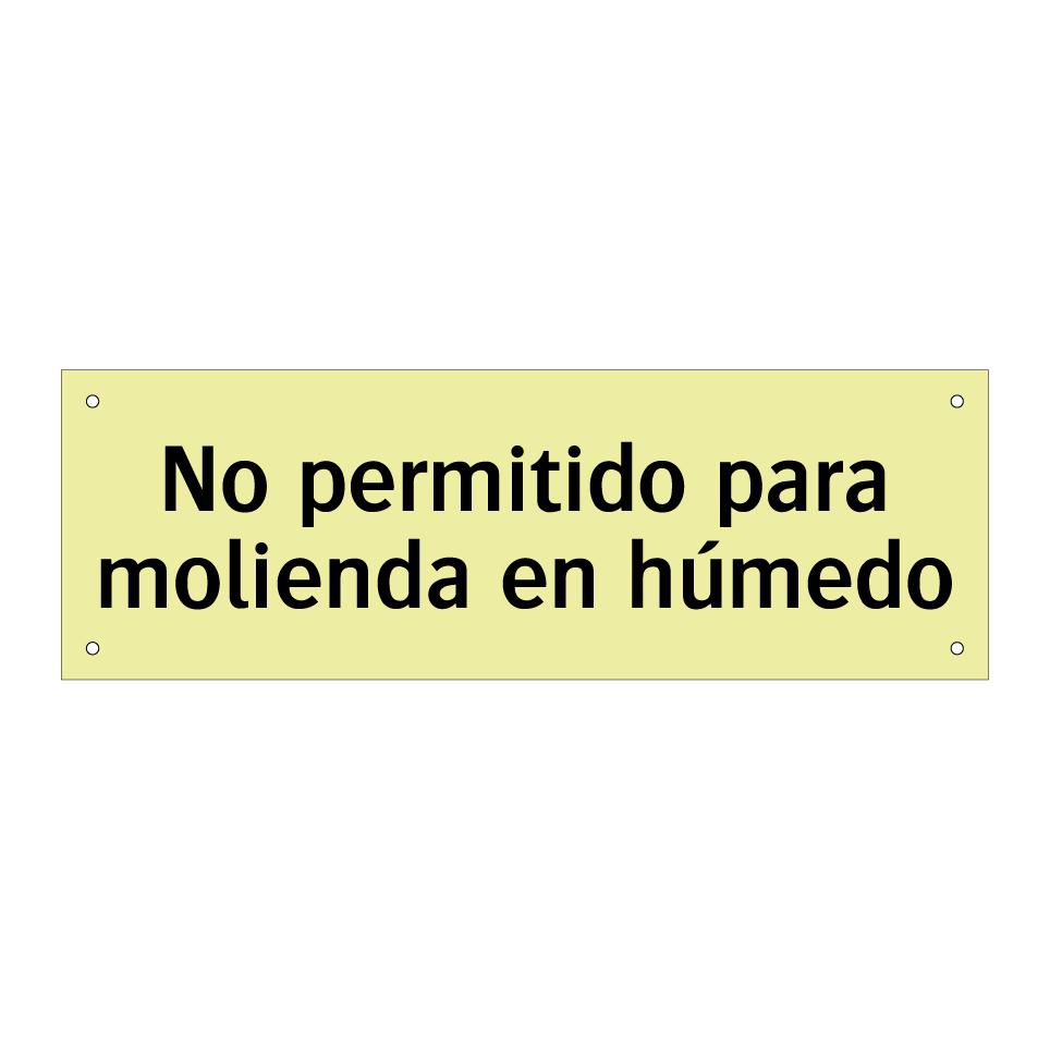 No permitido para molienda en húmedo