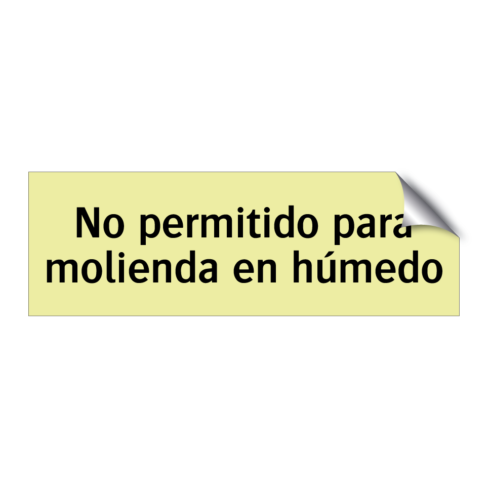 No permitido para molienda en húmedo