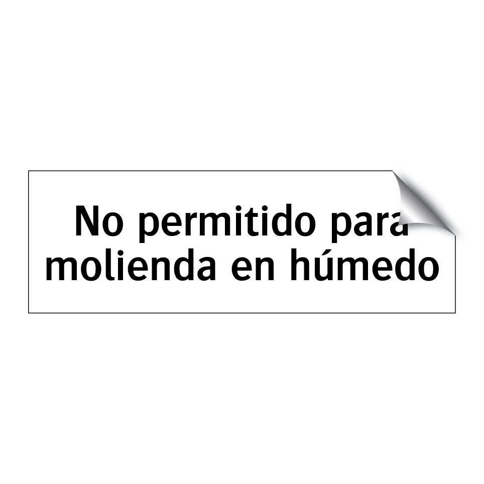 No permitido para molienda en húmedo