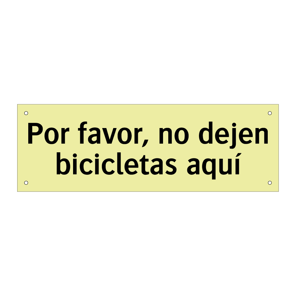 Por favor, no dejen bicicletas aquí