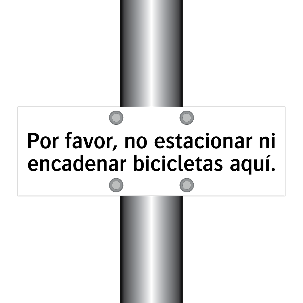 Por favor, no estacionar ni encadenar bicicletas aquí.