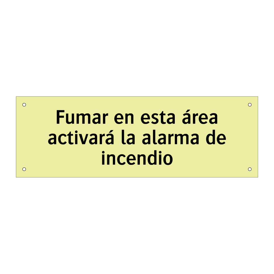 Fumar en esta área activará la alarma de incendio