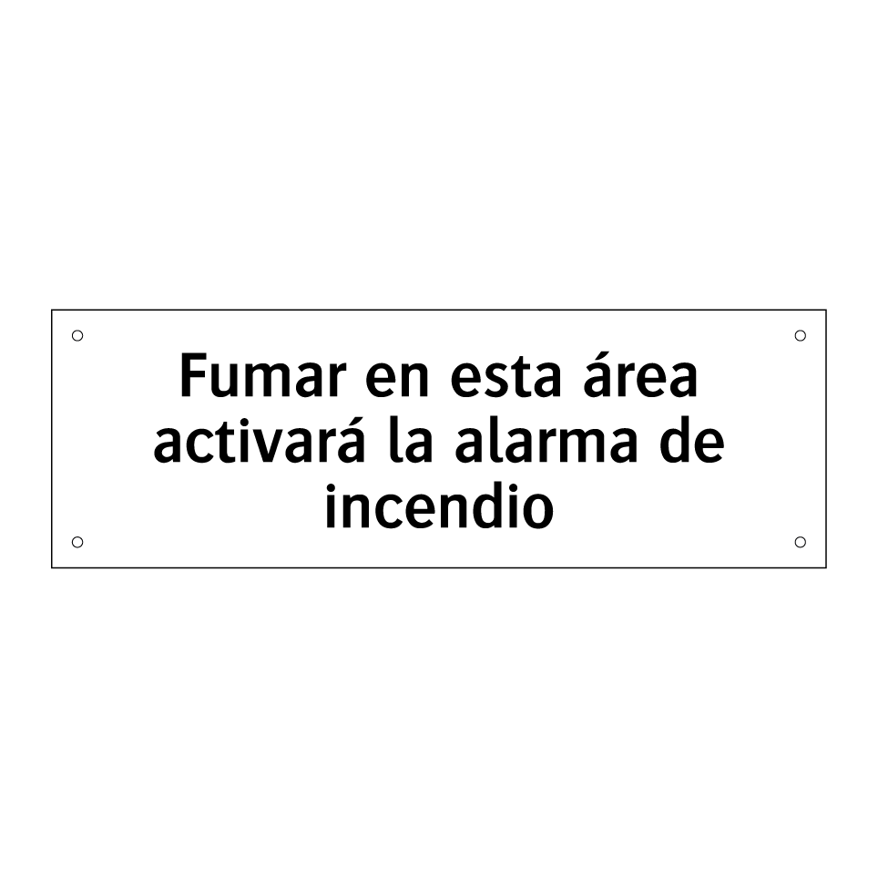 Fumar en esta área activará la alarma de incendio