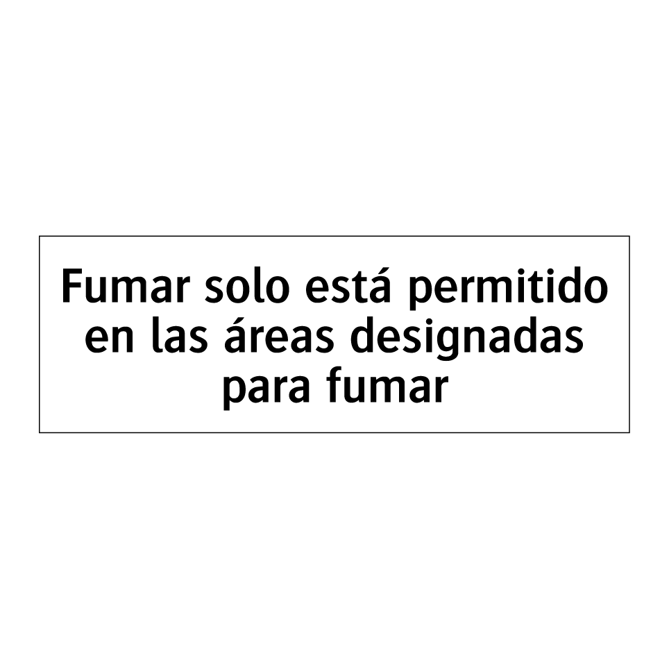 Fumar solo está permitido en las áreas designadas para fumar