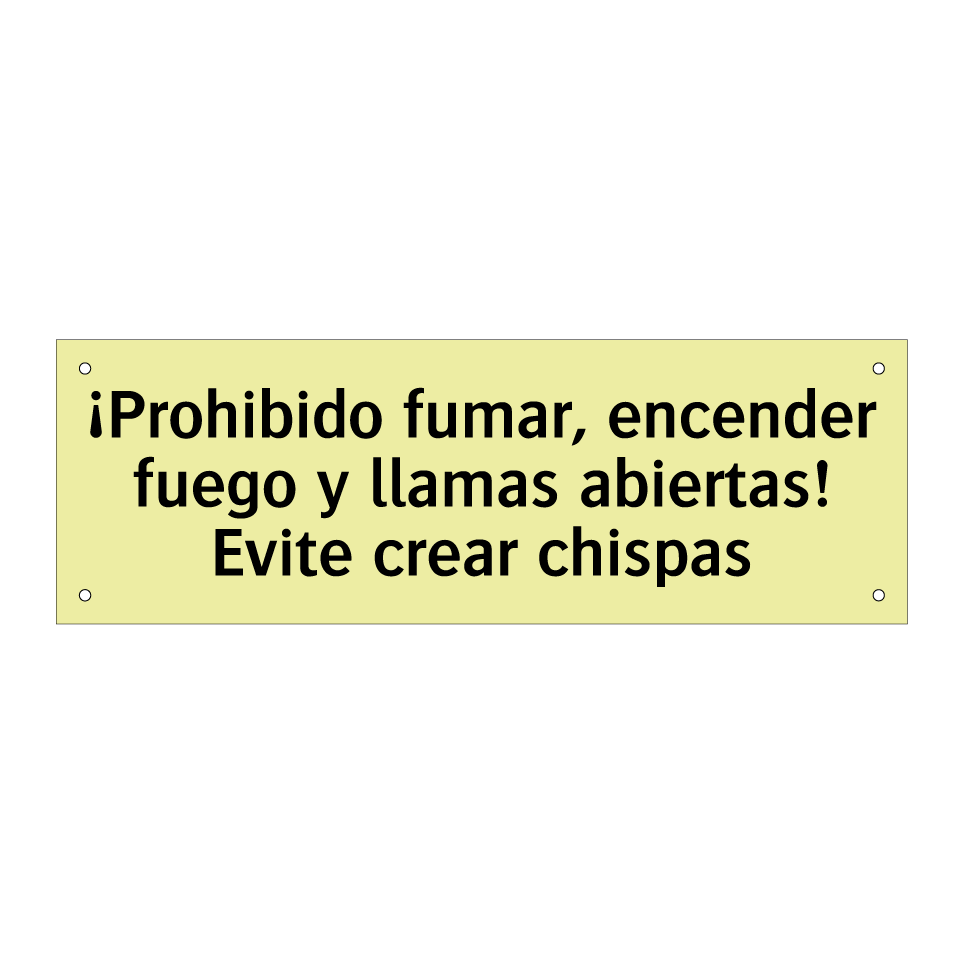 ¡Prohibido fumar, encender fuego y llamas abiertas! Evite crear chispas