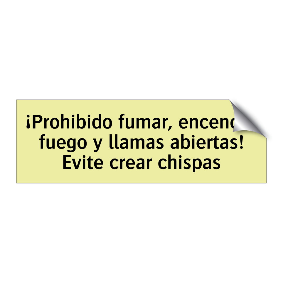 ¡Prohibido fumar, encender fuego y llamas abiertas! Evite crear chispas
